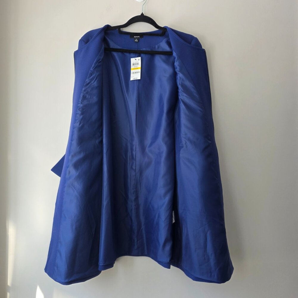 ALFANI Ruffle Sleeve Zip Front Jacket | Med | Crew Neck Lined Suit Topper NWT - Picture 8 of 10